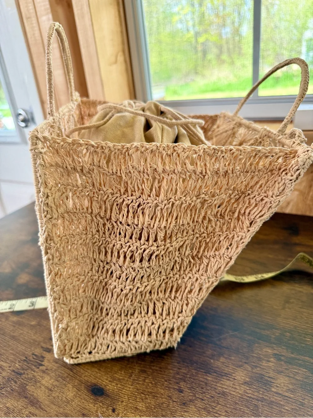 House of Harlow 1960 Beige Macramé Satchel - Picture 3 of 11